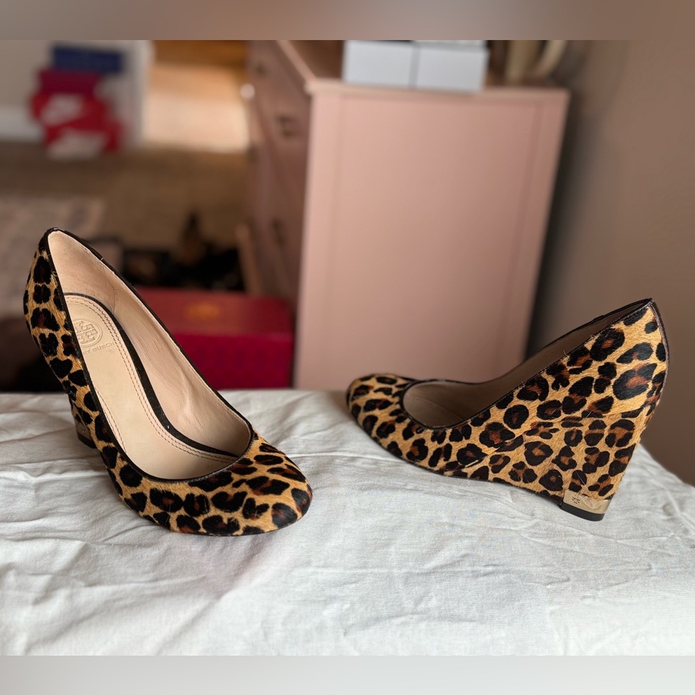 Tory Burch Leopard Print Wedges